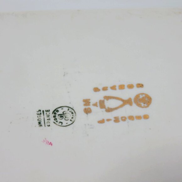 LIMOGES FRANCE Floral Tray Gold Trim Decorative Platter France Vintage 15" - Picture 8 of 11